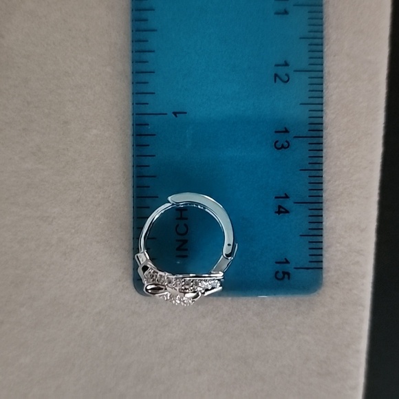 Small Silver Stainless Steel Leopard Animal Hoop Earrings  with CZ Stones - Picture 6 of 6